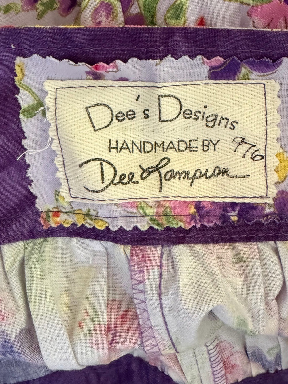 Dee’s Designs High Waist Wide Leg Capris Floral Violets Cottagecore Handmade - Picture 5 of 5